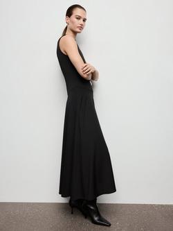 Mango Crepo Pleated Maxi Dress, Black - view 2, Black