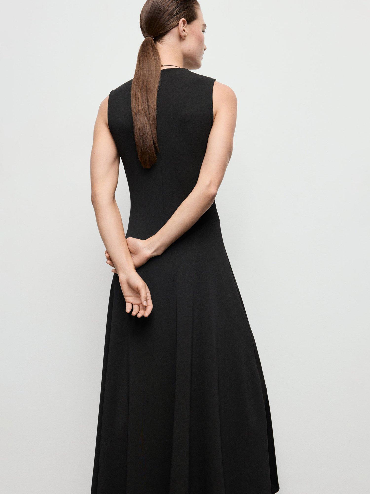 Product image 4 of 7, which shows Mango Crepo Pleated Maxi Dress, Black, 10