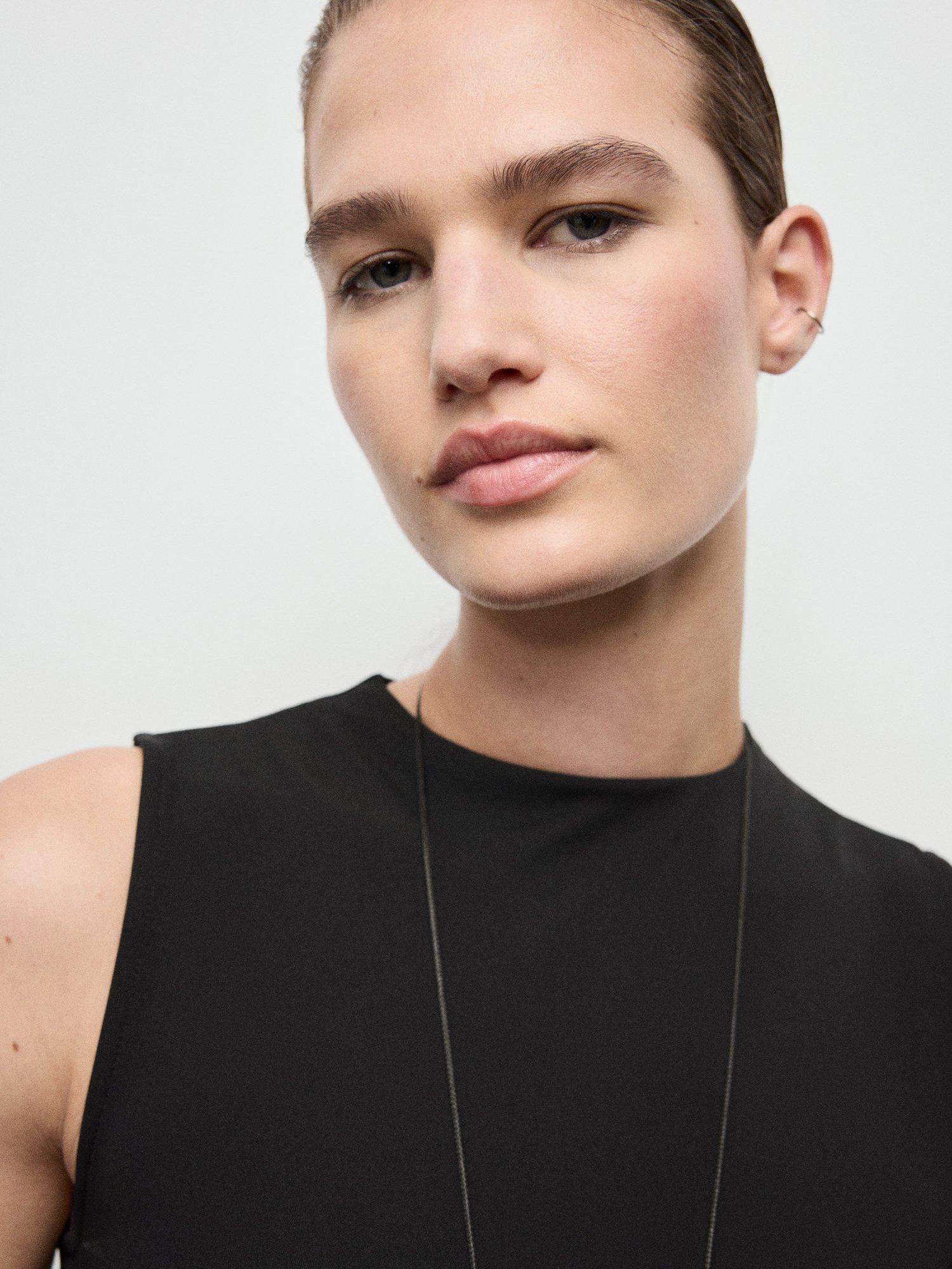 Product image 6 of 7, which shows Mango Crepo Pleated Maxi Dress, Black, 10