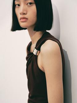 Mango Jewel Metallic Detail Mini Dress, Brown - view 2, Brown