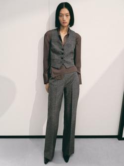 Mango Piper Speckled Wool Rich Waistcoat, Grey - view 2, Grey