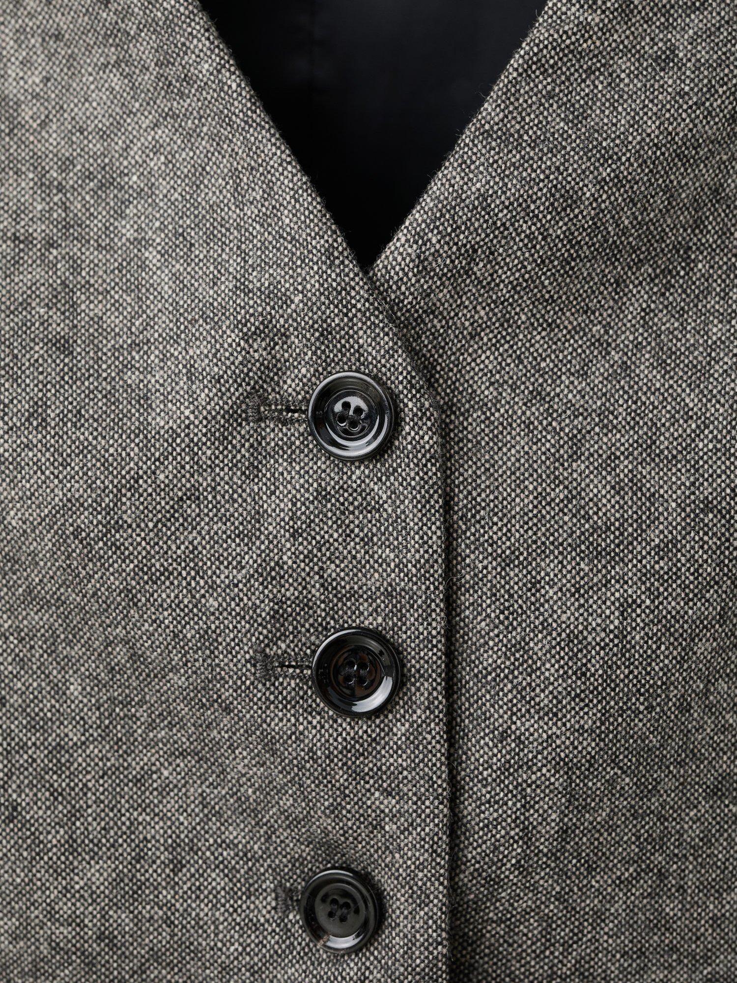 Product image 8 of 8, which shows Mango Piper Speckled Wool Rich Waistcoat, Grey, XS