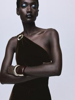 Mango Xmelo Asymmetric Embellished Jumpsuit, Brown - view 2, Brown