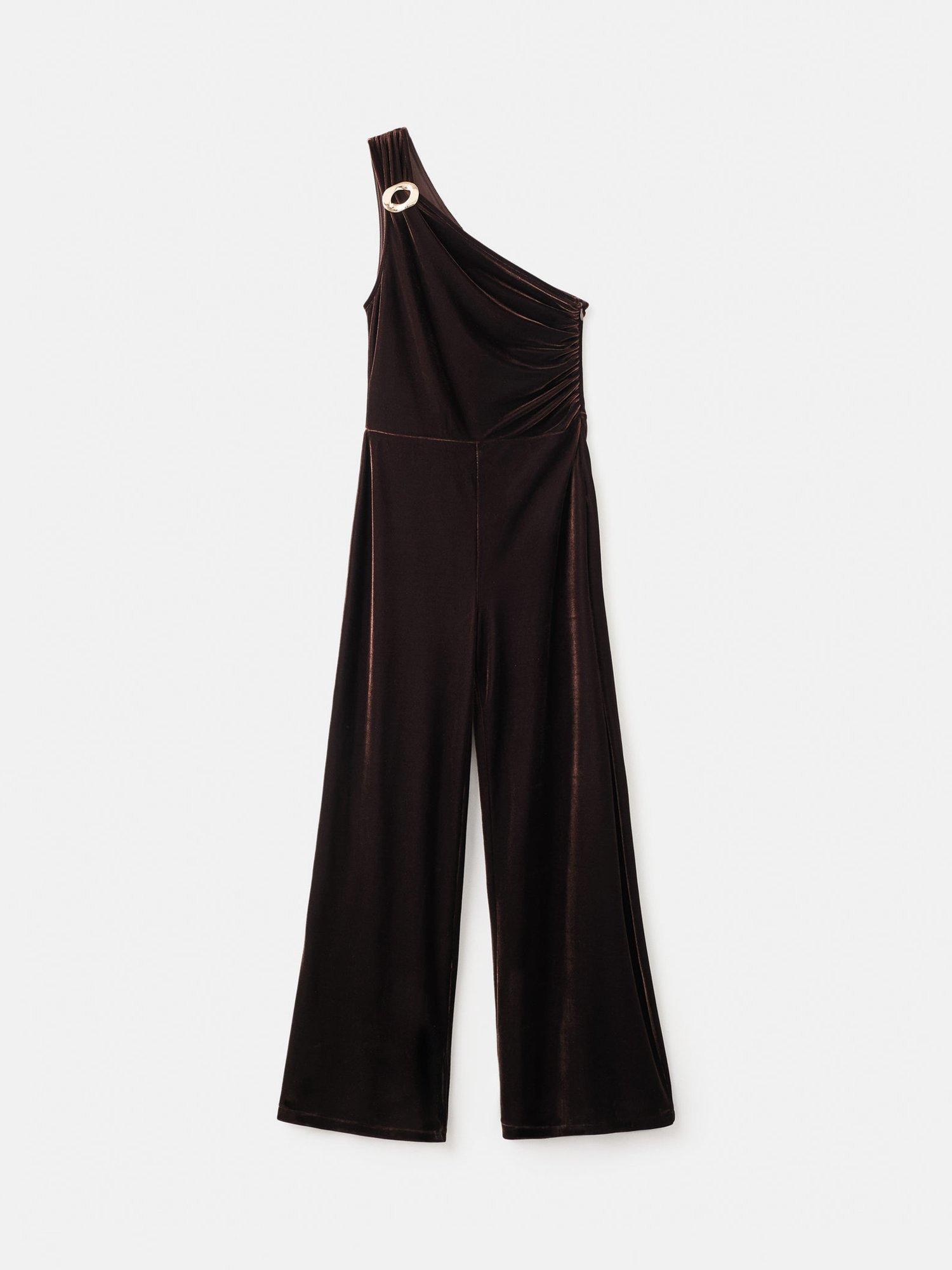 Product image 3 of 8, which shows Mango Xmelo Asymmetric Embellished Jumpsuit, Brown, L