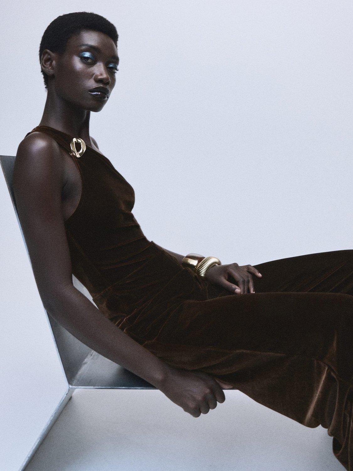 Product image 7 of 8, which shows Mango Xmelo Asymmetric Embellished Jumpsuit, Brown, L