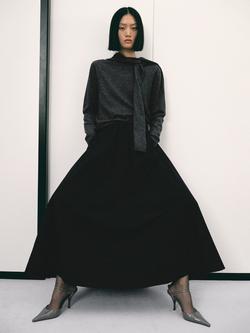 Mango Academic Tie Neck Jumper, Medium Grey - view 2, Medium Grey