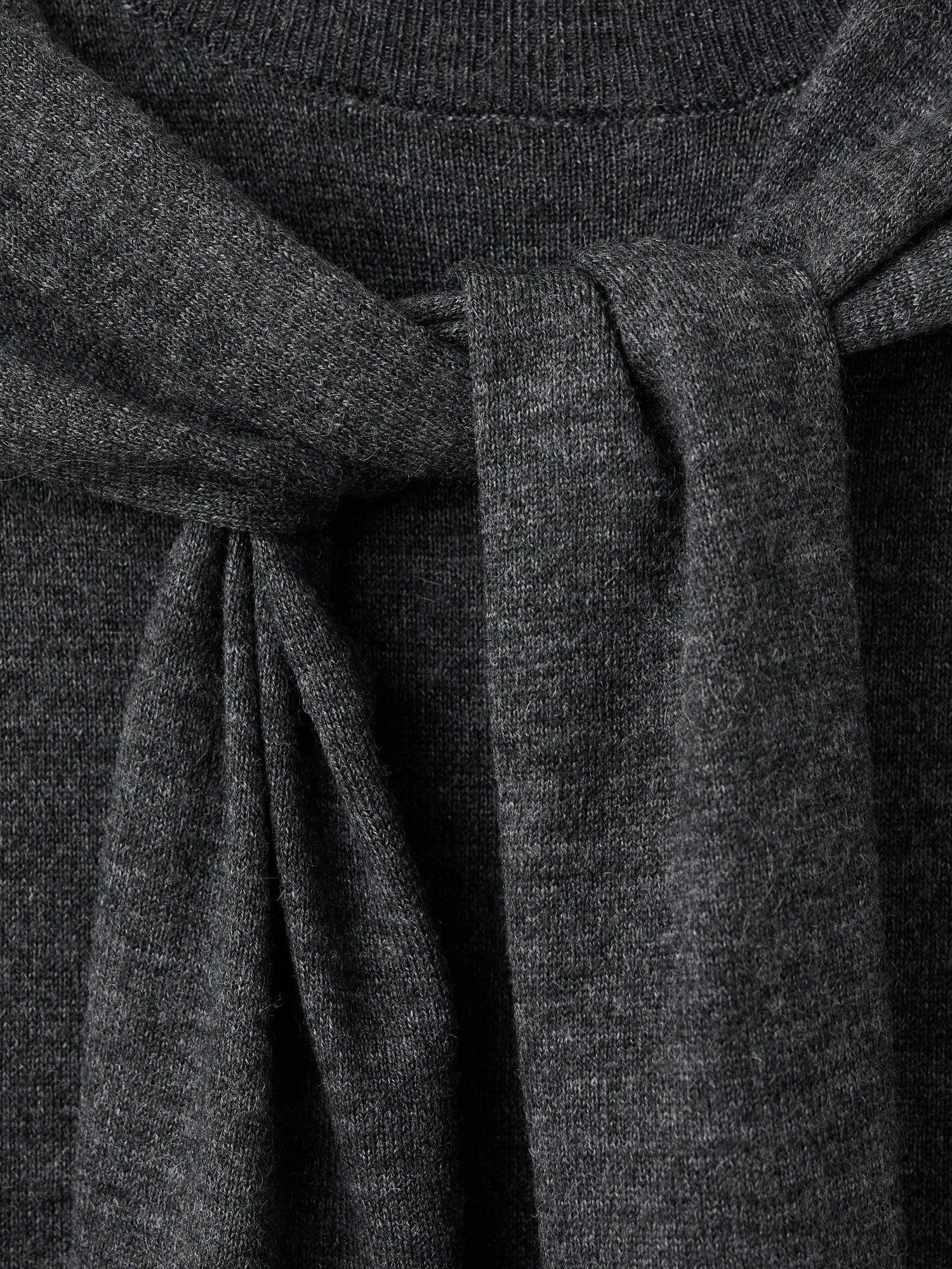 Product image 7 of 7, which shows Mango Academic Tie Neck Jumper, Medium Grey, L