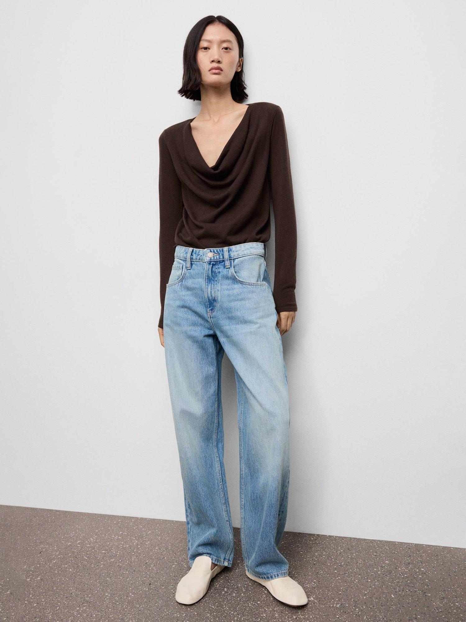 Product image 2 of 7, which shows Mango Cascada Cowl Neck Jumper, Dark Brown, 5XL