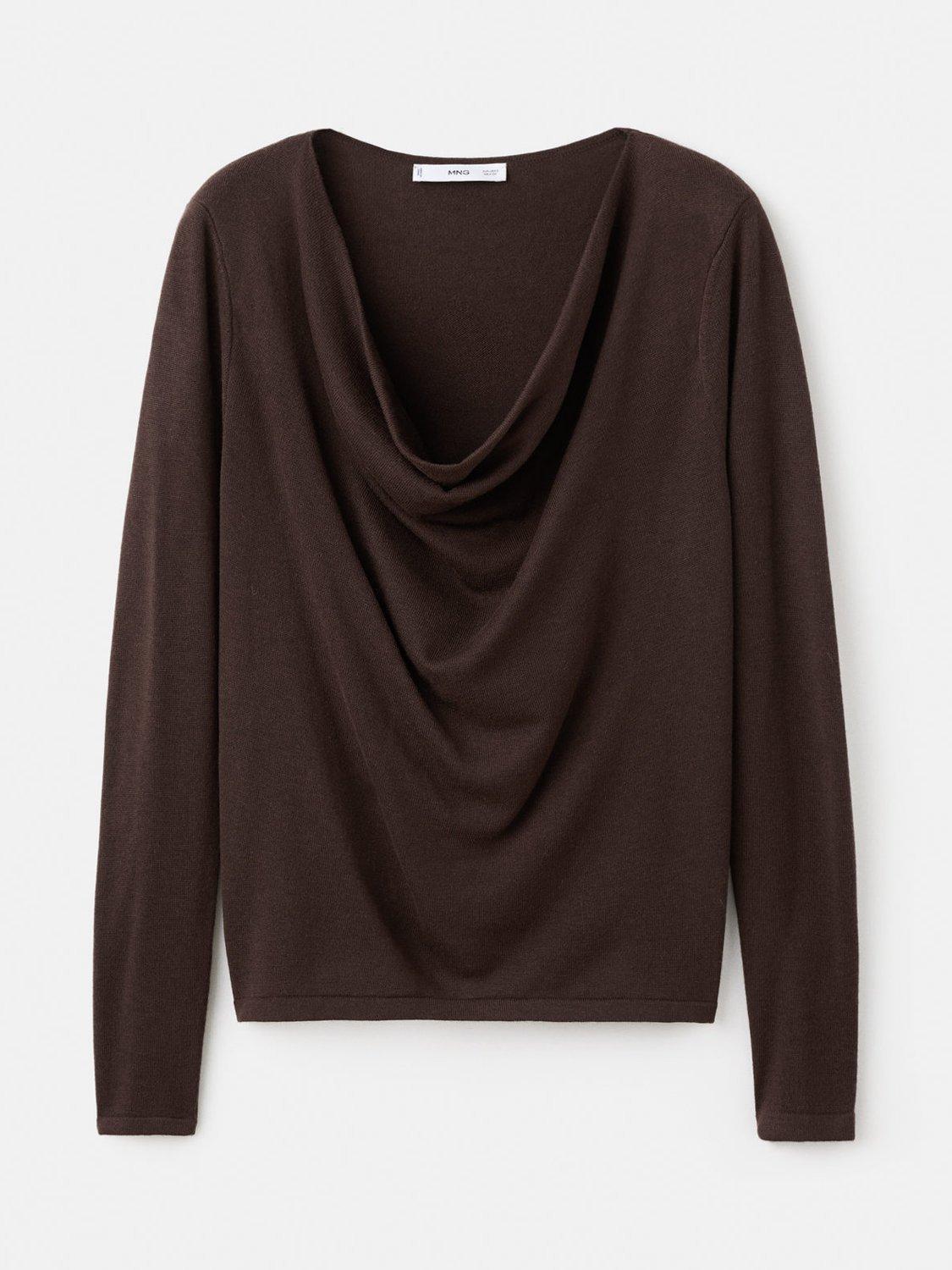 Product image 3 of 7, which shows Mango Cascada Cowl Neck Jumper, Dark Brown, 5XL
