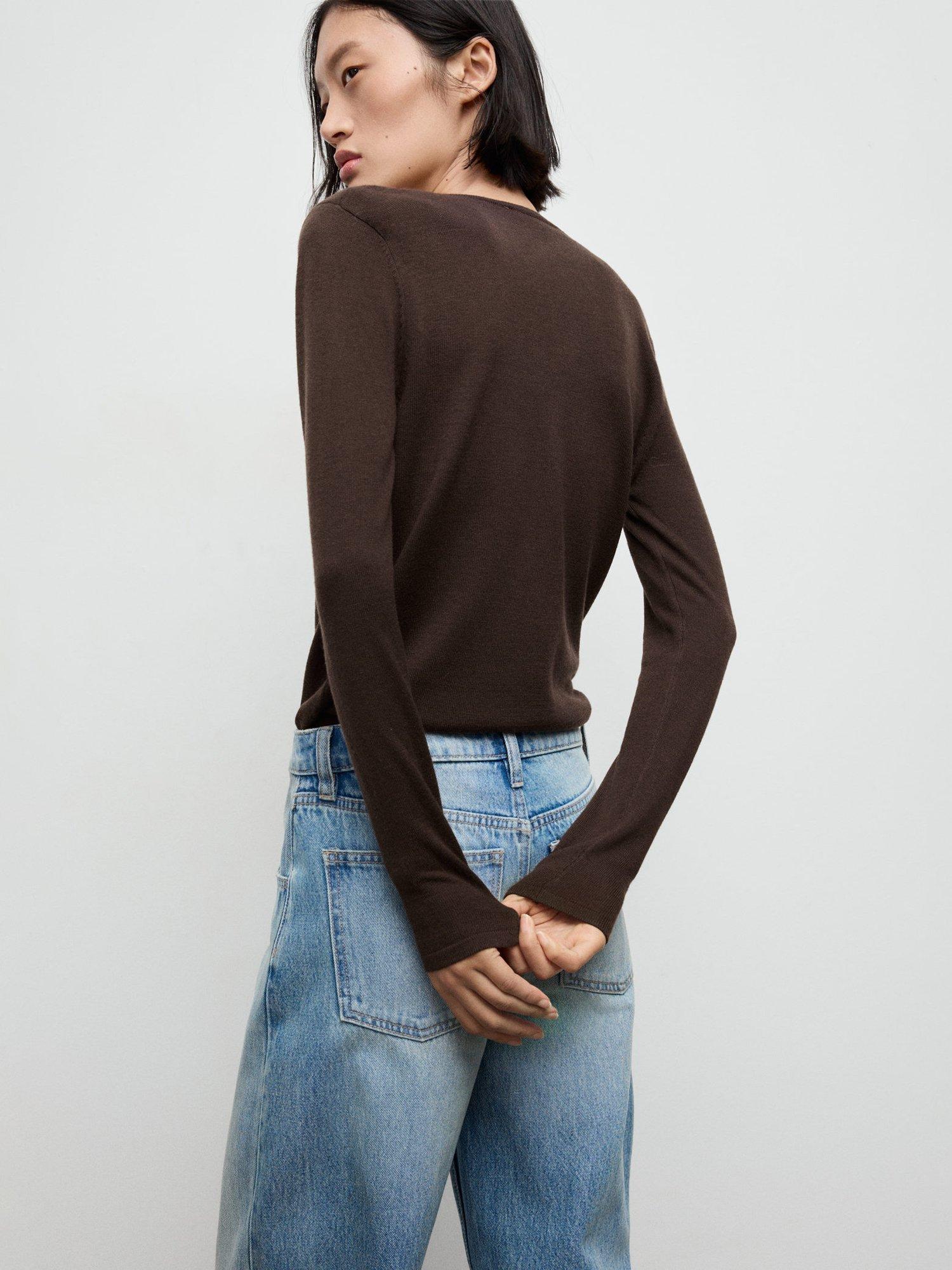 Product image 4 of 7, which shows Mango Cascada Cowl Neck Jumper, Dark Brown, 5XL