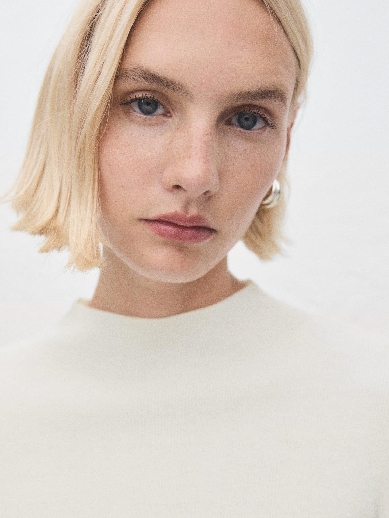 Product image 6 of 8, which shows Mango Hielo High Neck Jumper, Light Beige, M