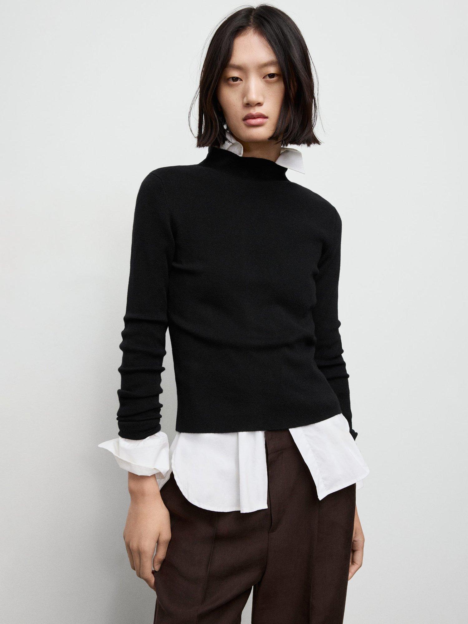 Product image 1 of 7, which shows Mango Hielo High Neck Jumper, Black, S