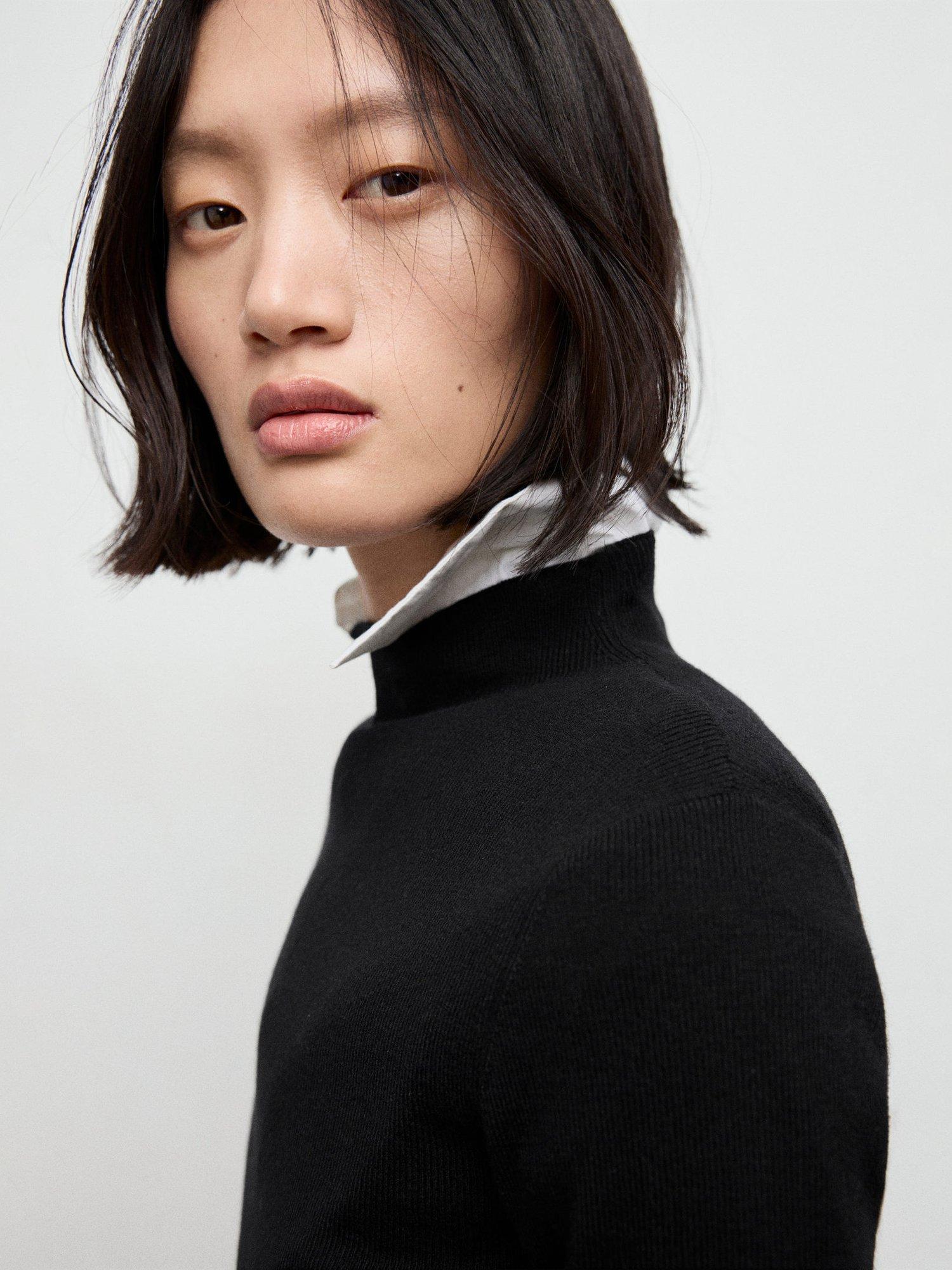 Product image 6 of 7, which shows Mango Hielo High Neck Jumper, Black, S