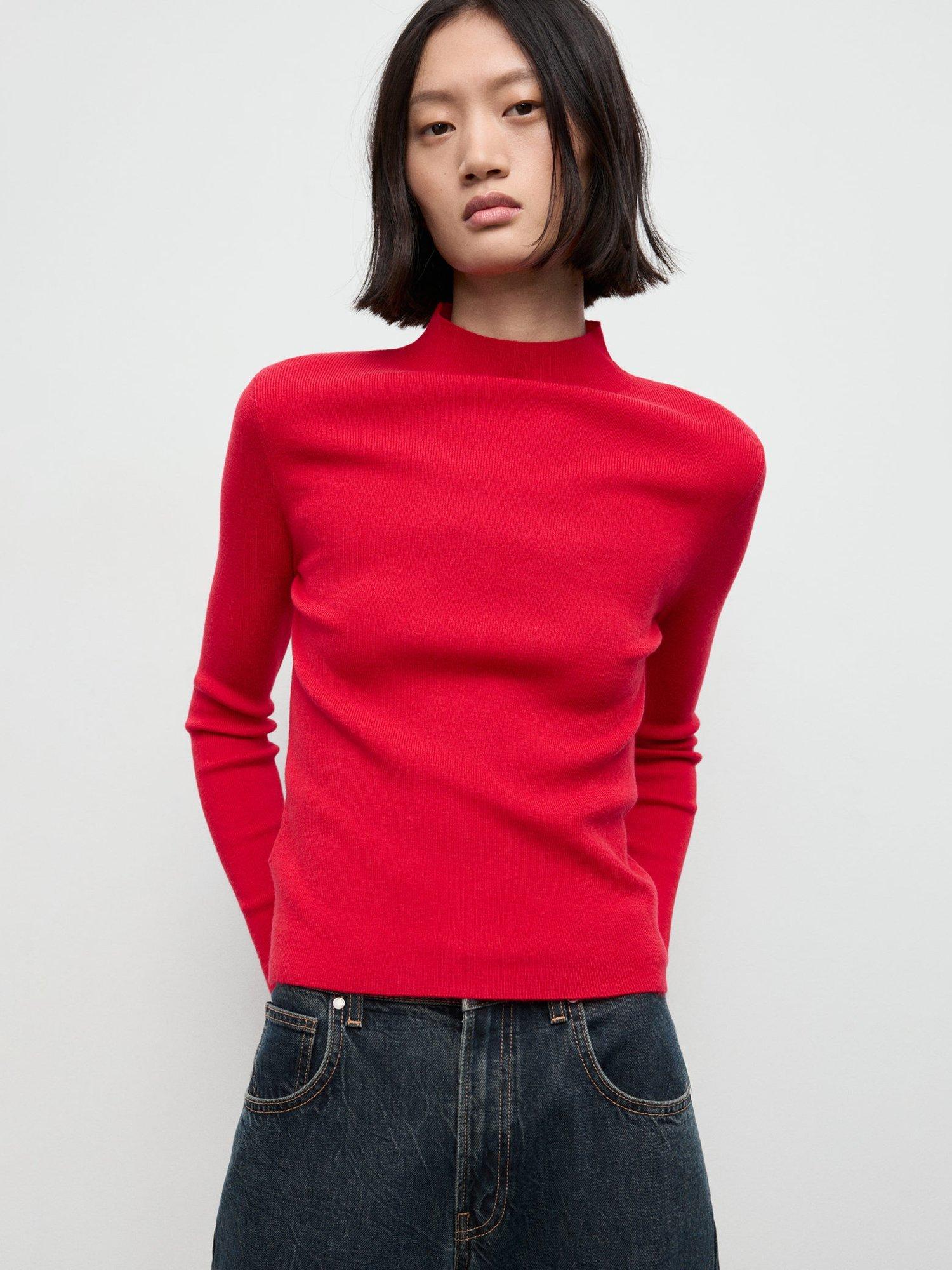 Product image 1 of 7, which shows Mango Hielo High Neck Jumper, Red, L
