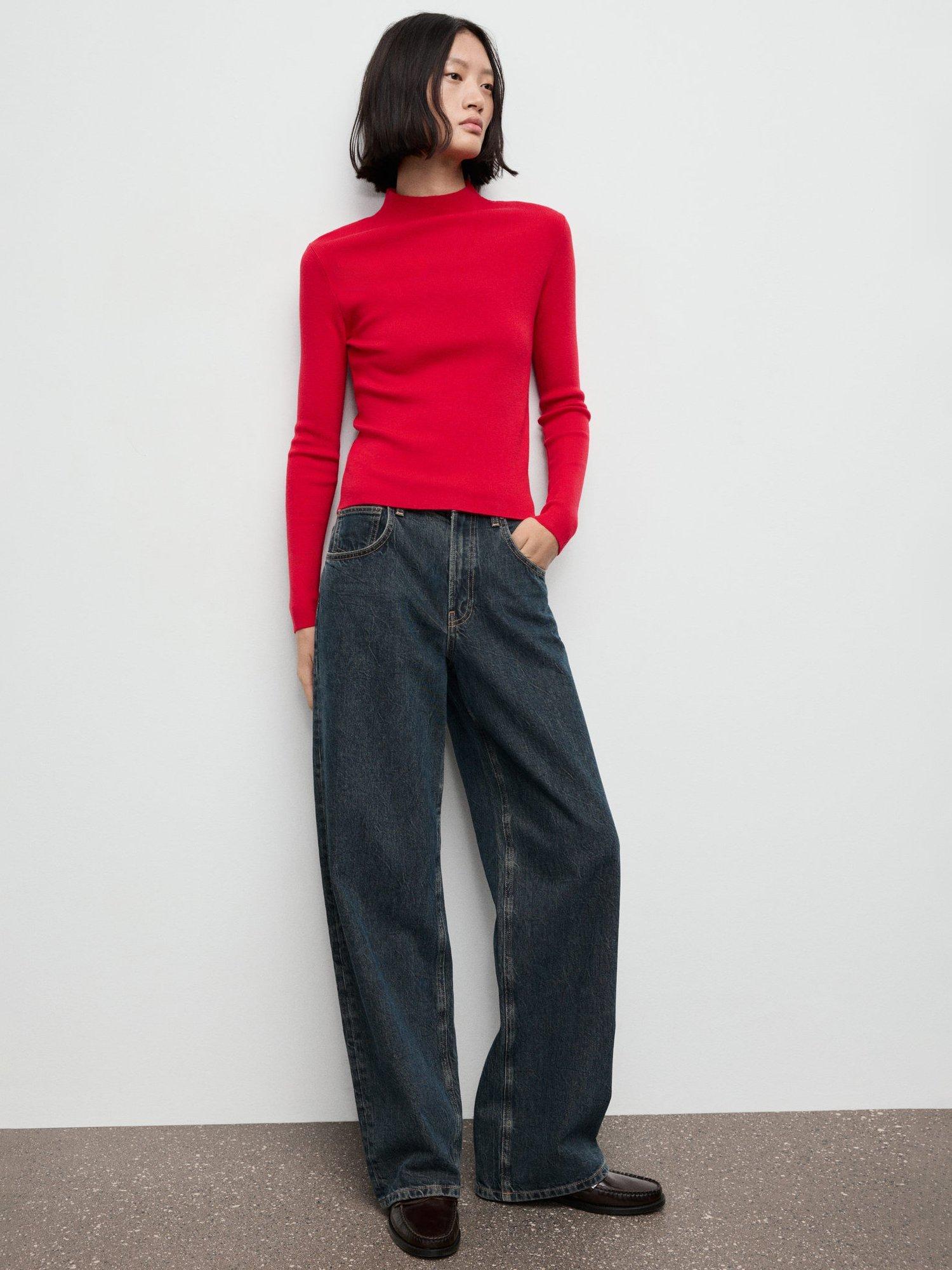 Product image 2 of 7, which shows Mango Hielo High Neck Jumper, Red, L