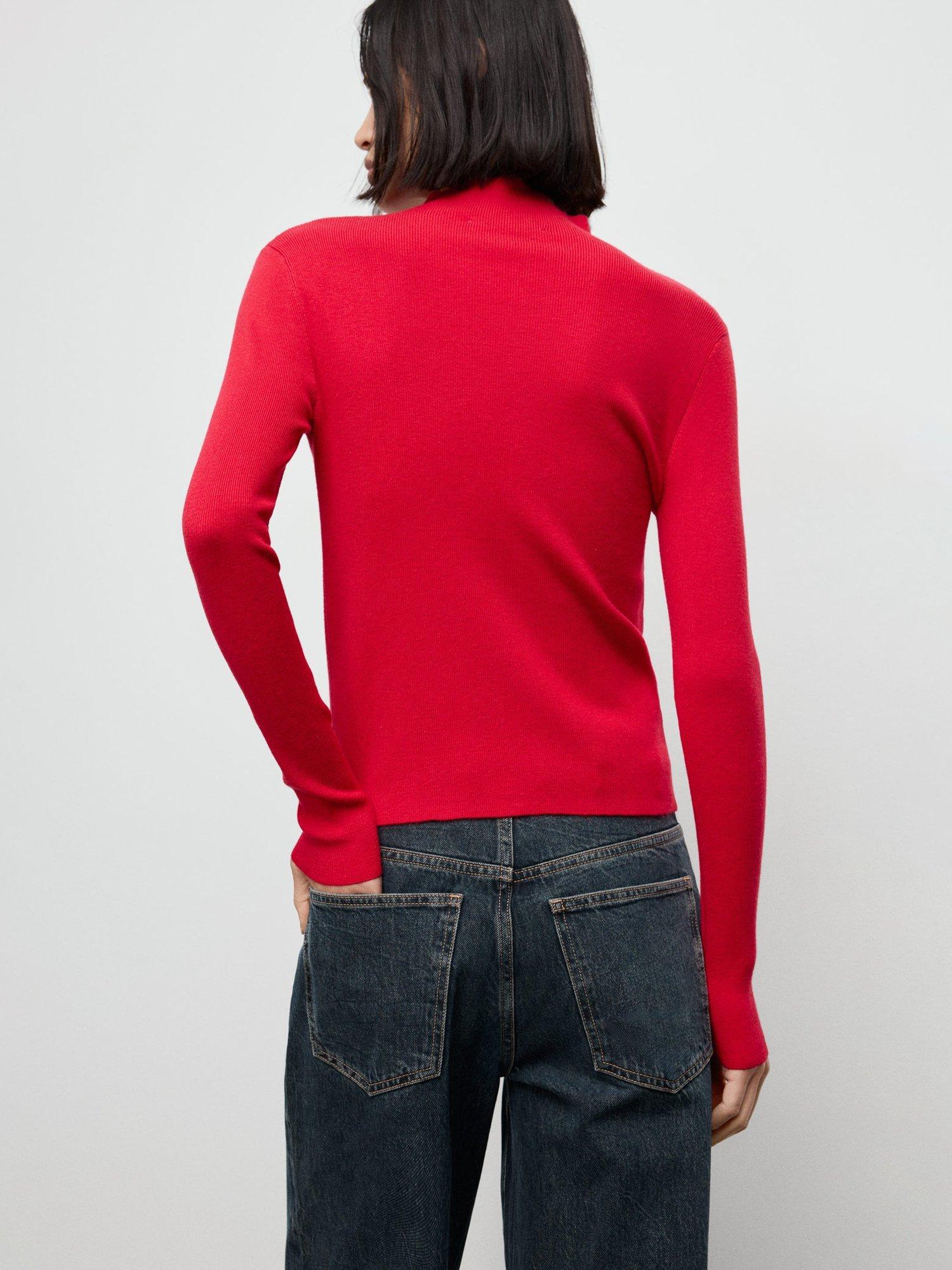 Product image 4 of 7, which shows Mango Hielo High Neck Jumper, Red, L