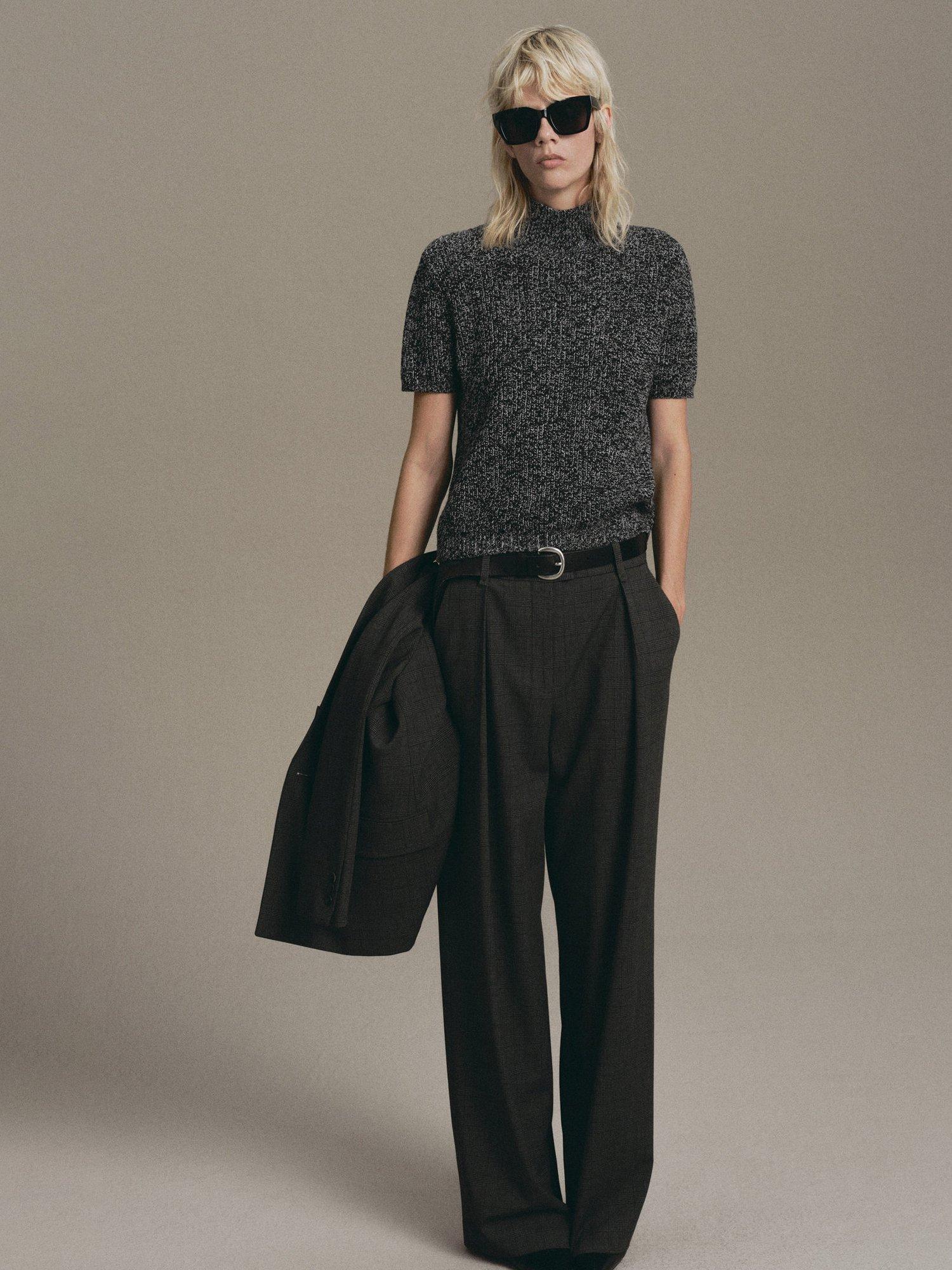 Mango Moli High Neck Cotton Blend Jumper, Black