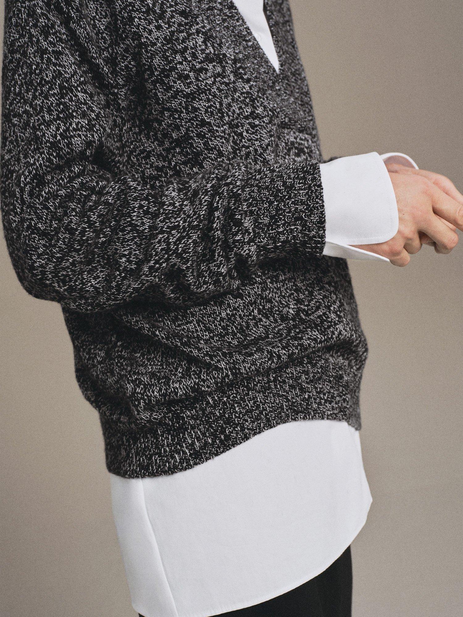 Product image 7 of 8, which shows Mango Moliv Heathered V-Neck Jumper, Black, S