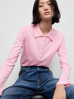 Mango Titos Polo Neck Knit Top, Pink