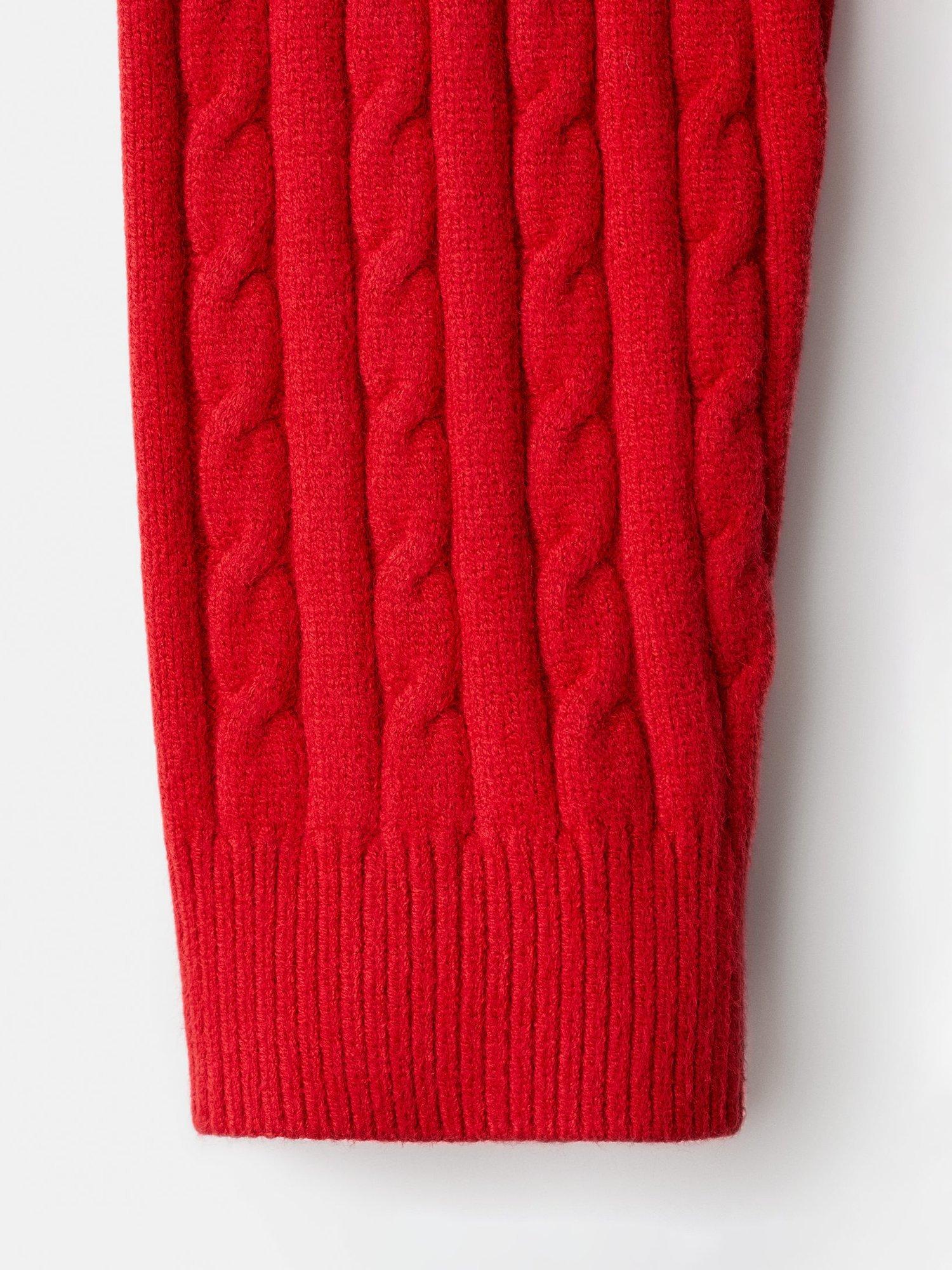 Product image 5 of 7, which shows Mango Ribraid Cable Knit Zip Jumper, Red, XS