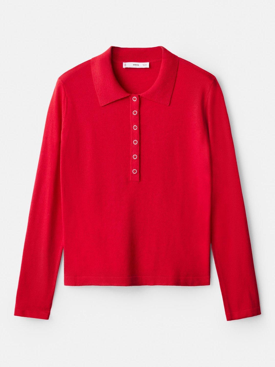Product image 3 of 7, which shows Mango Titos Polo Neck Knit Top, Red, XXS