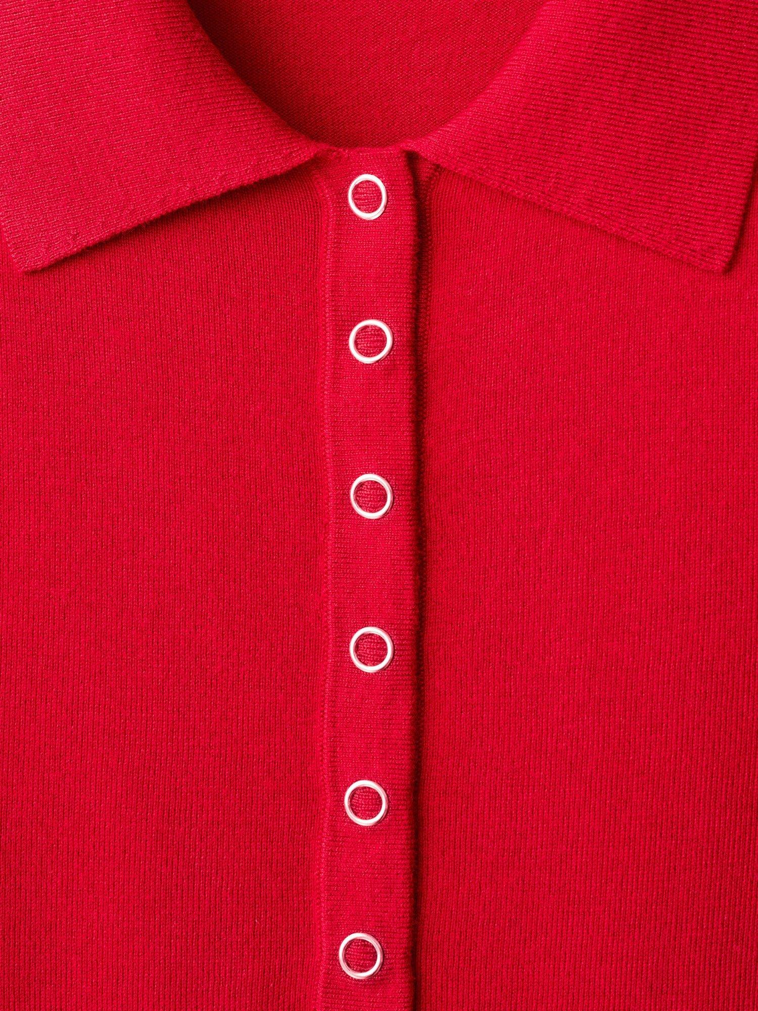 Product image 7 of 7, which shows Mango Titos Polo Neck Knit Top, Red, XXS