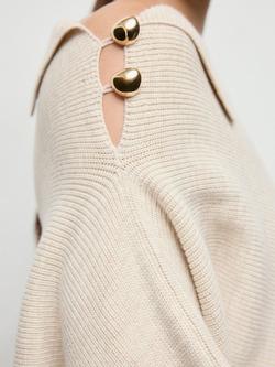 Mango Twister Button Detail Jumper, Light Beige - view 2, Light Beige
