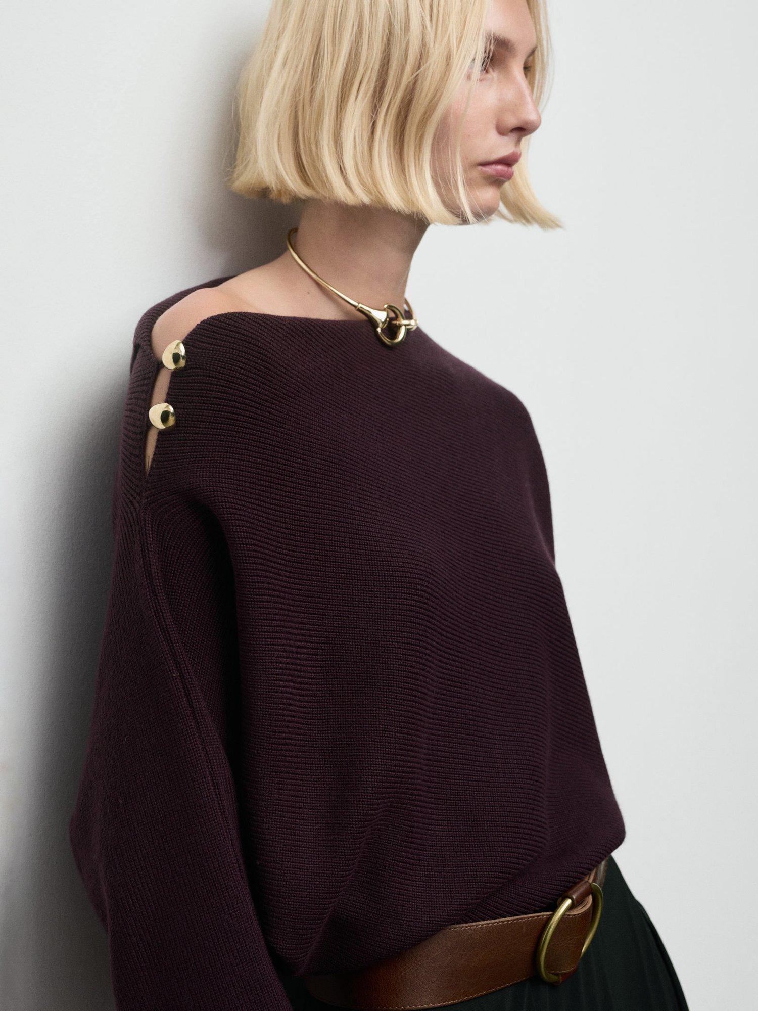 Mango Twister Asymmetric Jumper, Dark Red