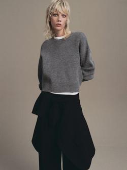 Mango Wolfia Crew Neck Jumper, Grey, Grey