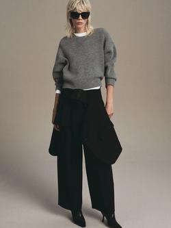 Mango Wolfia Crew Neck Jumper, Grey - view 2, Grey