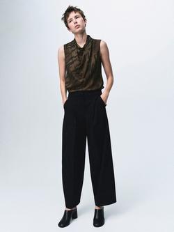 Mango Greta Cowl Neck Sleeveless Blouse, Brown, Brown