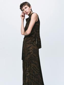 Mango Greta Cowl Neck Sleeveless Blouse, Brown - view 2, Brown