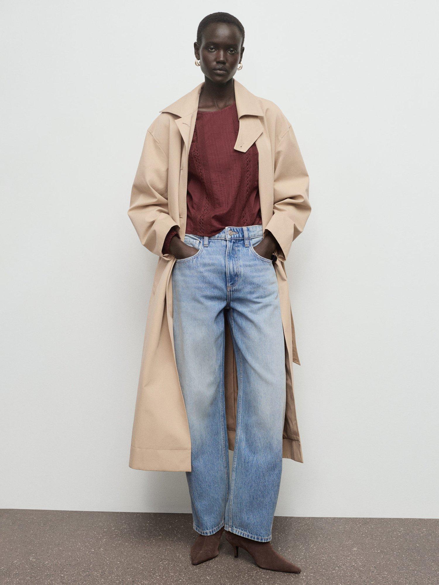 Product image 2 of 7, which shows Mango Peony Embroidered Top, Dark Red, 10