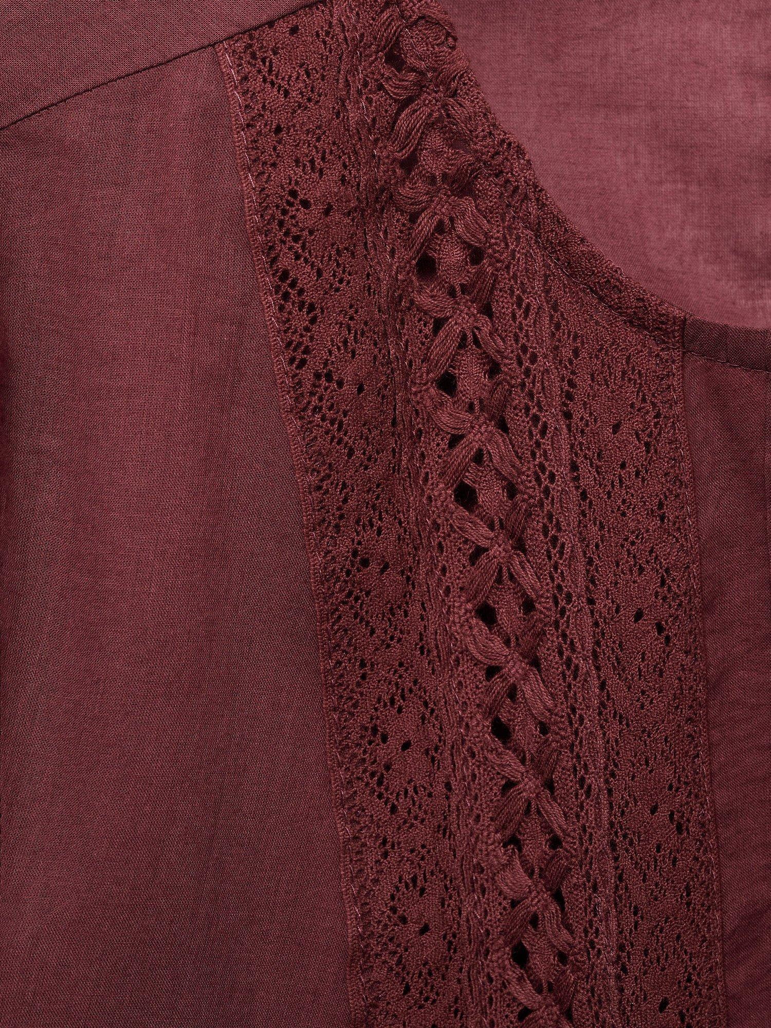 Product image 7 of 7, which shows Mango Peony Embroidered Top, Dark Red, 10