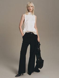 Mango Stonak High Neck Satin Top - view 2, Light Beige