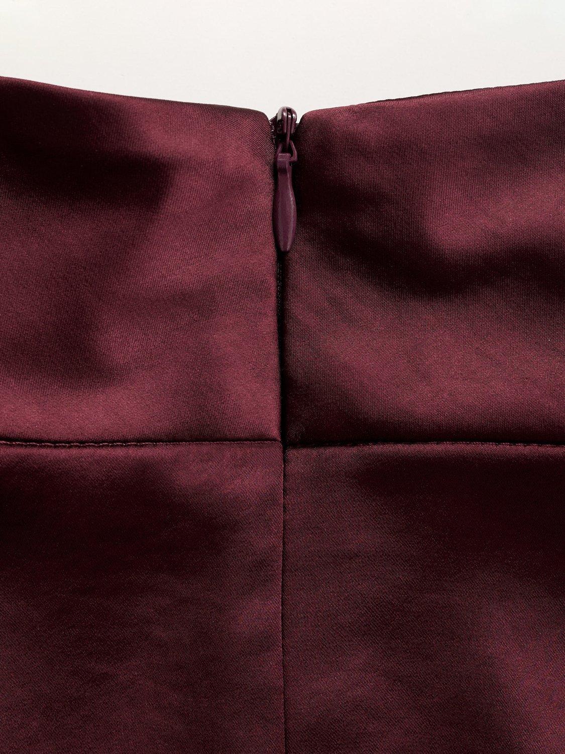 Product image 5 of 9, which shows Mango Stonak High Neck Satin Top, Dark Red, 24