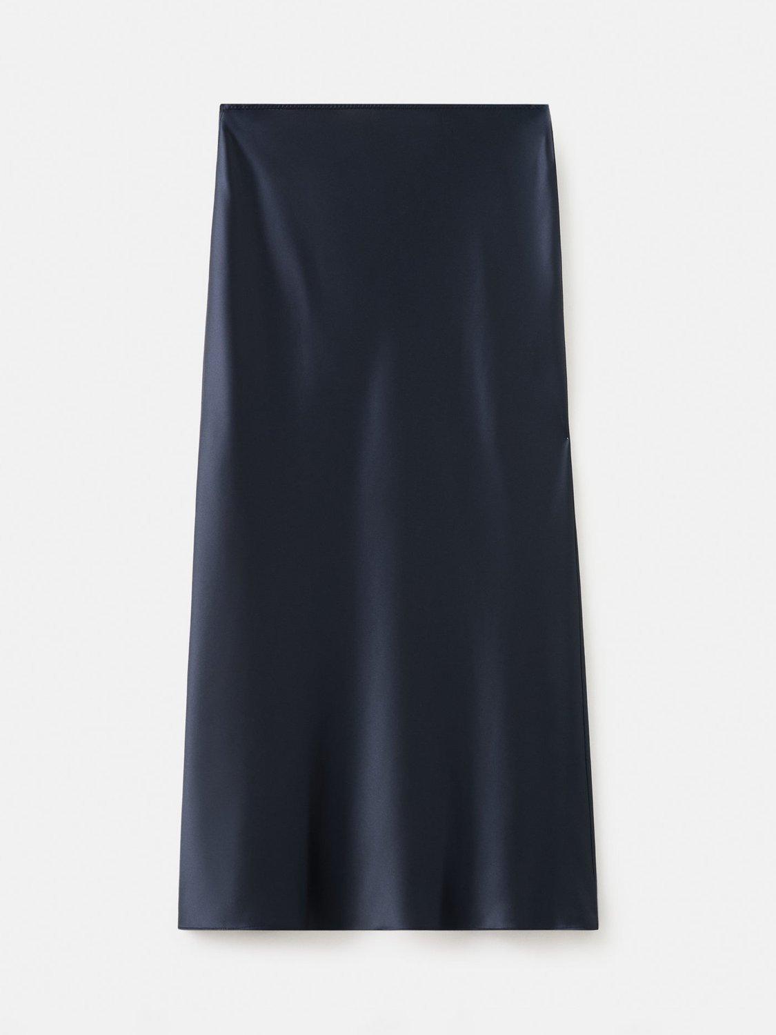 Product image 3 of 9, which shows Mango Mia Satin Midi Skirt, Navy, S