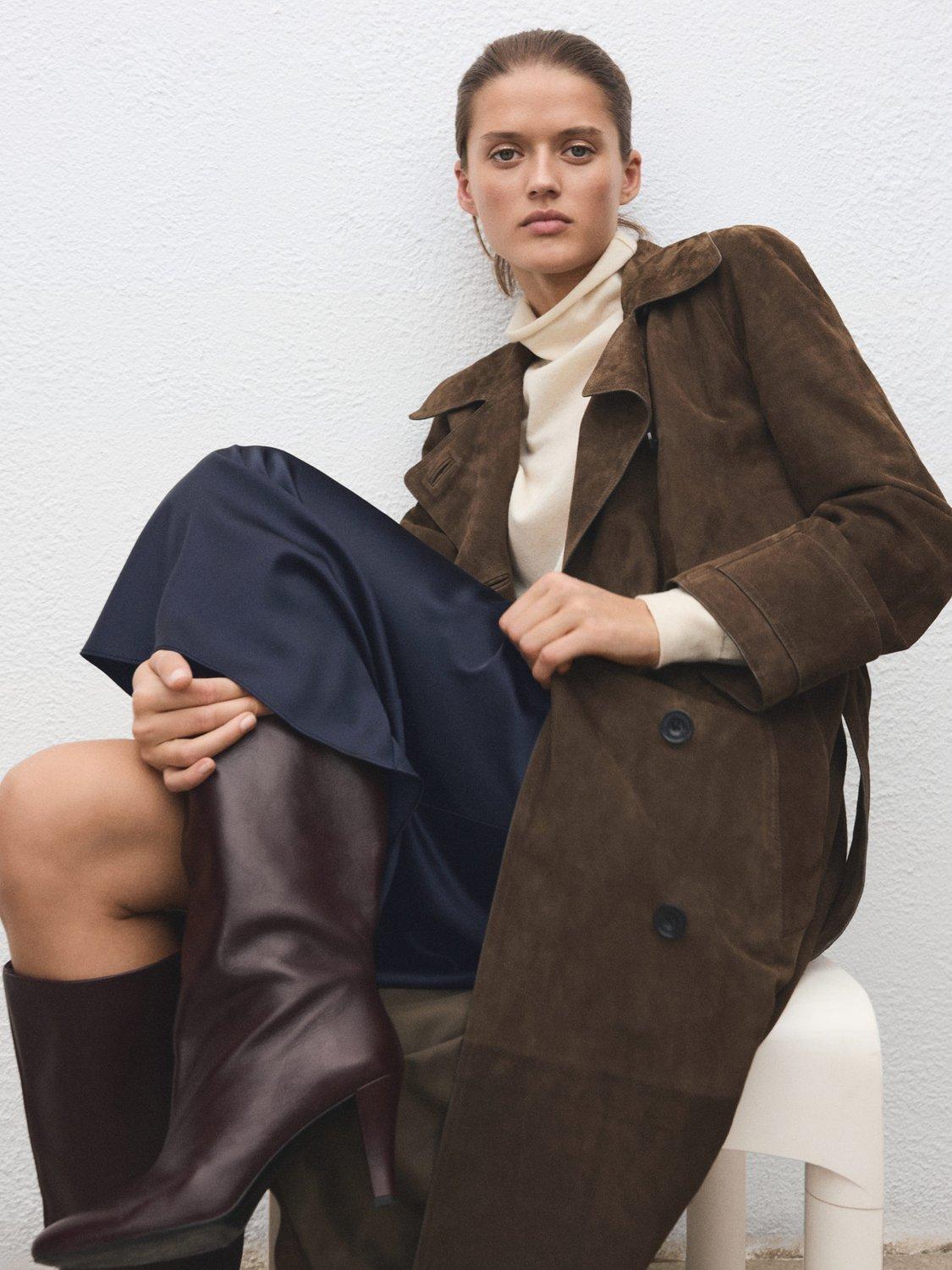 Product image 7 of 9, which shows Mango Mia Satin Midi Skirt, Navy, S