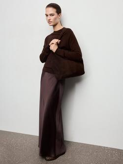 Mango Mia Satin Maxi Skirt, Dark Purple - view 2, Dark Purple