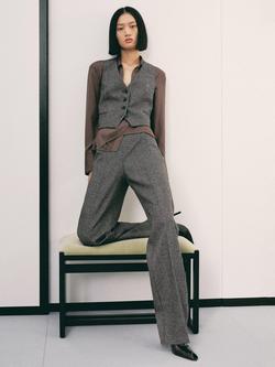 Mango Piper Speckled Wool Rich Trousers, Grey - view 2, Grey