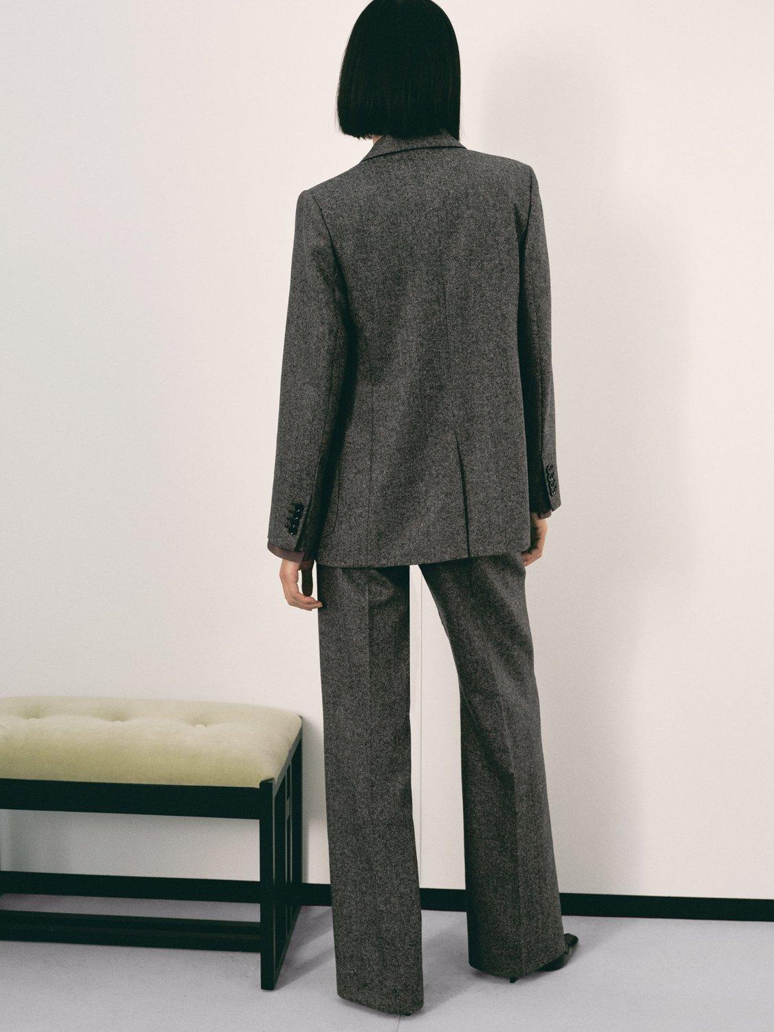 Product image 4 of 7, which shows Mango Piper Speckled Wool Rich Trousers, Grey, 6
