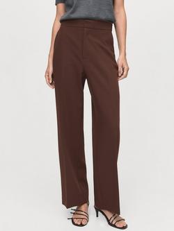 Mango Pol High Rise Tailored Trousers, Dark Brown