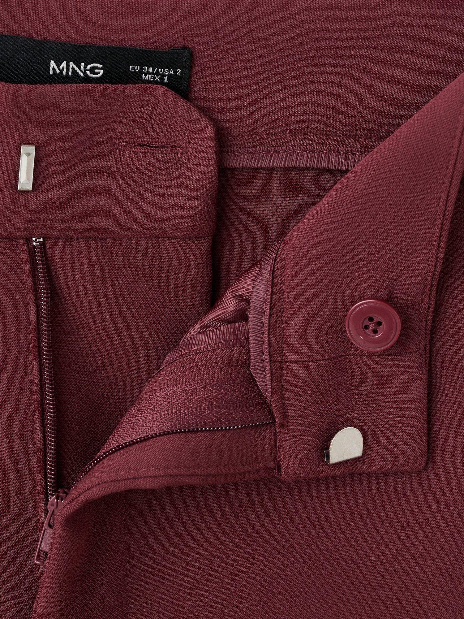 Product image 8 of 8, which shows Mango Pol High Rise Tailored Trousers, Dark Red, 8