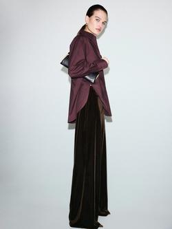 Mango Xenphant Velvet Wide Leg Trousers, Brown - view 2, Brown