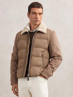 Reiss Maximus Quilted Puffer Jacket, Light Brown