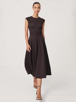 Reiss Ava Pleated Midi Dress, Burgundy, Burgundy