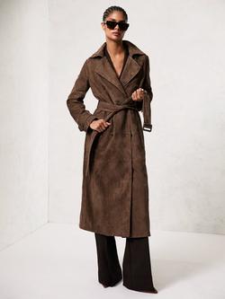 Reiss Hattie Pure Suede Coat, Taupe Neutral, Taupe Neutral