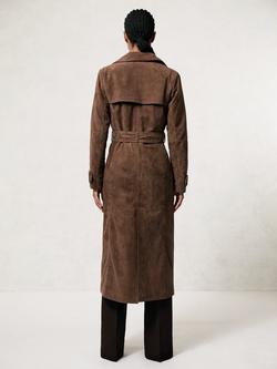 Reiss Hattie Pure Suede Coat, Taupe Neutral - view 2, Taupe Neutral
