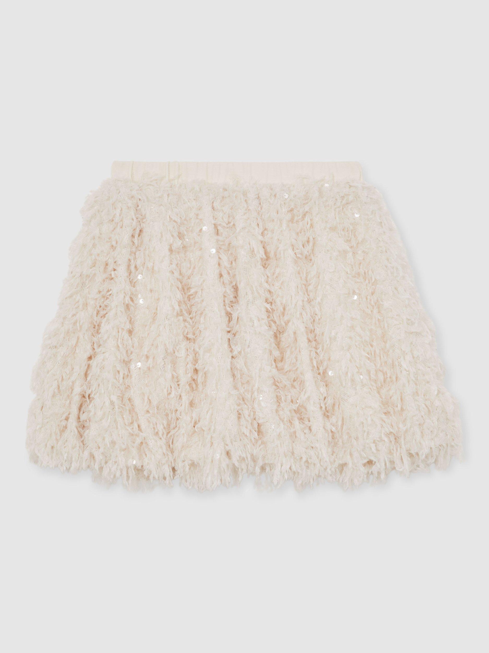 Product image 3 of 5, which shows Reiss Kids' Roxy Sequin Skirt, Ivory, 3-4 years