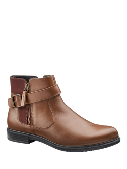 Hotter Kingston Leather Ankle Boots, Tan - view 2, Tan